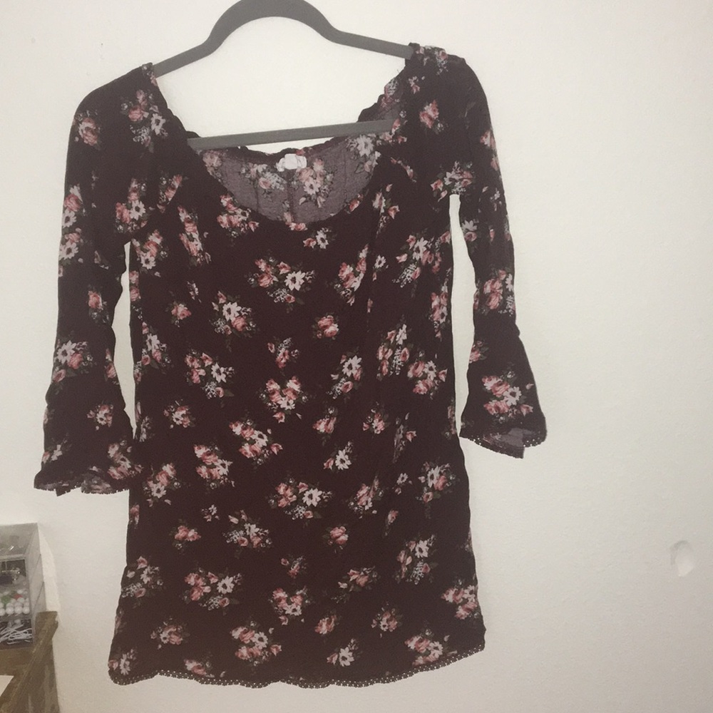Off the shoulder dress.